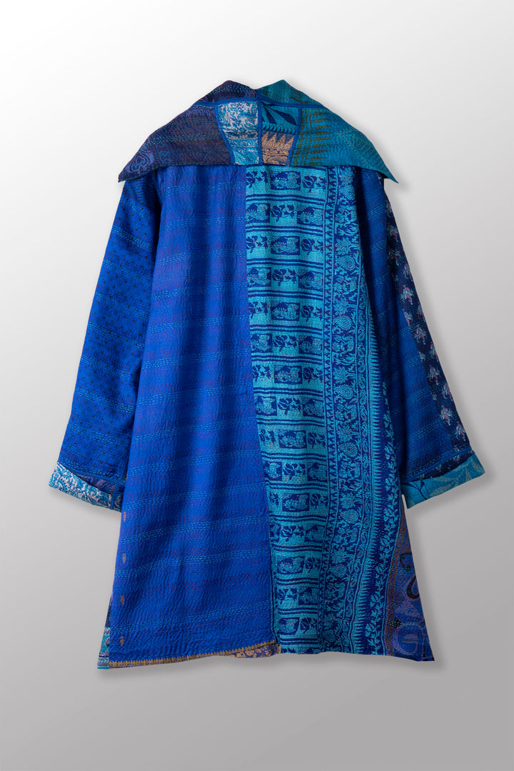 VINTAGE SILK KANTHA POCKET MEDIUM COAT - sv2316-0002a -