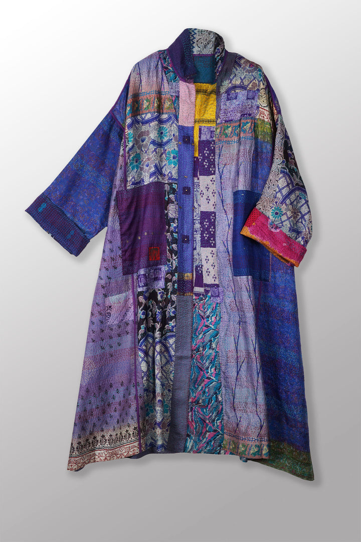 VINTAGE SILK KANTHA OVERSIZED COAT - sv2326-0002a -