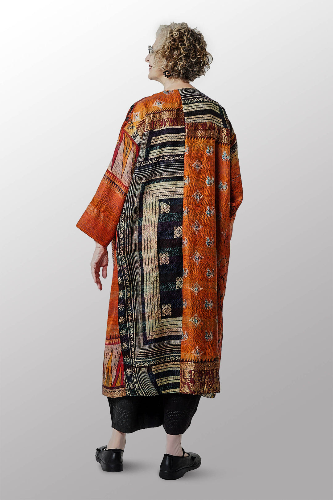 VINTAGE SILK KANTHA LONG DUSTER - sv2328-0002a -