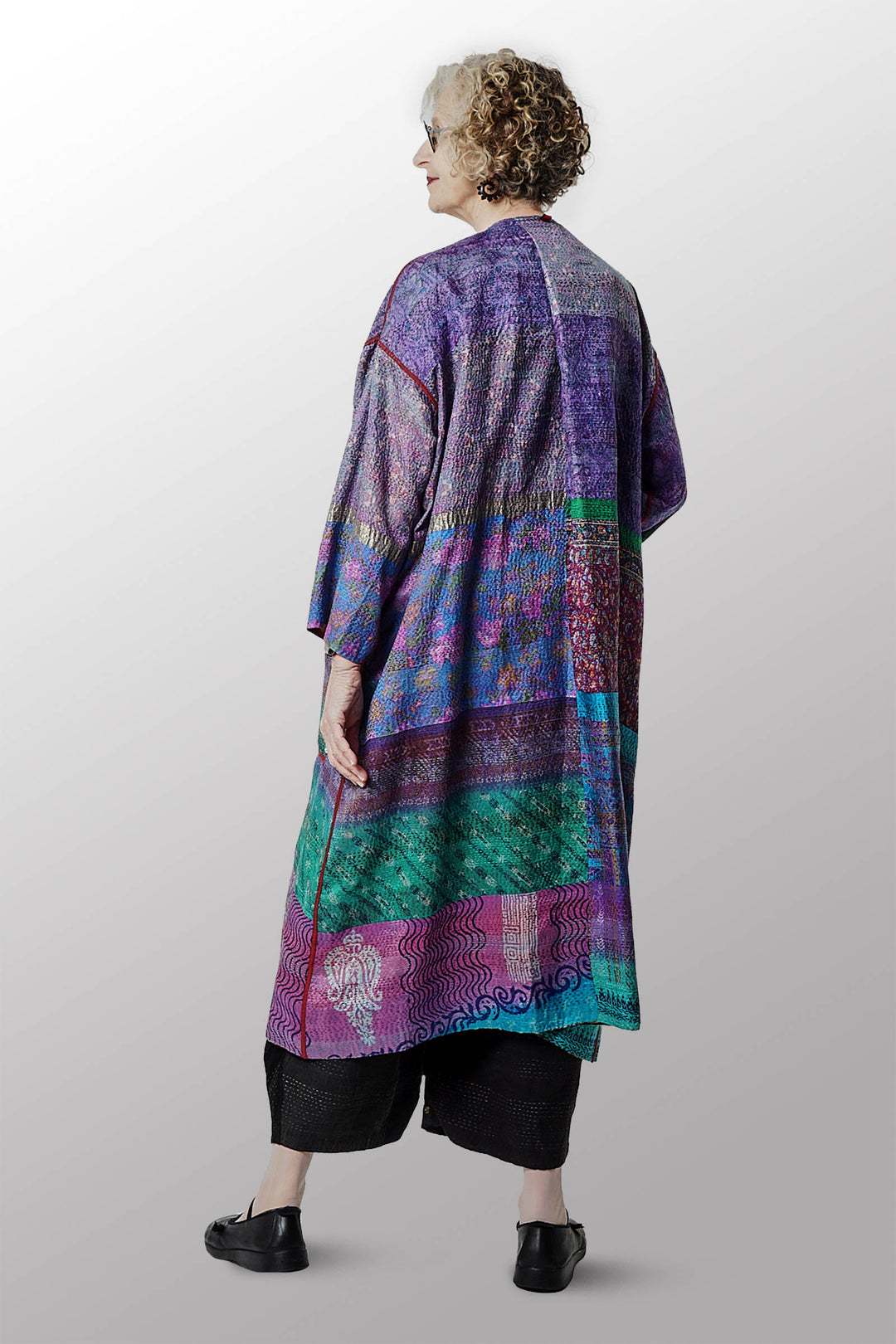 VINTAGE SILK KANTHA LONG DUSTER - sv2328-0002a -