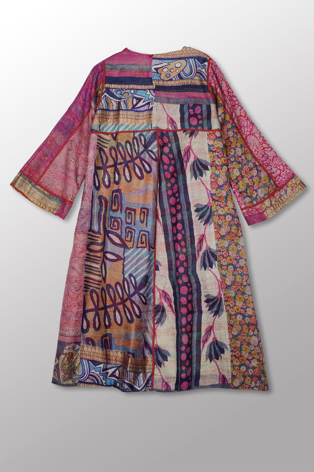 VINTAGE SILK KANTHA WRAP FLARE COAT - sv2330-0002a -