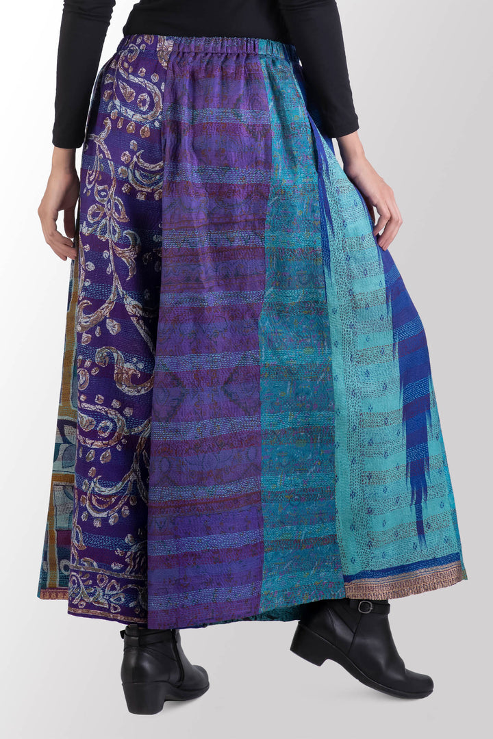 VINTAGE SILK KANTHA WRAP WIDE PANTS - sv2649-0002m -