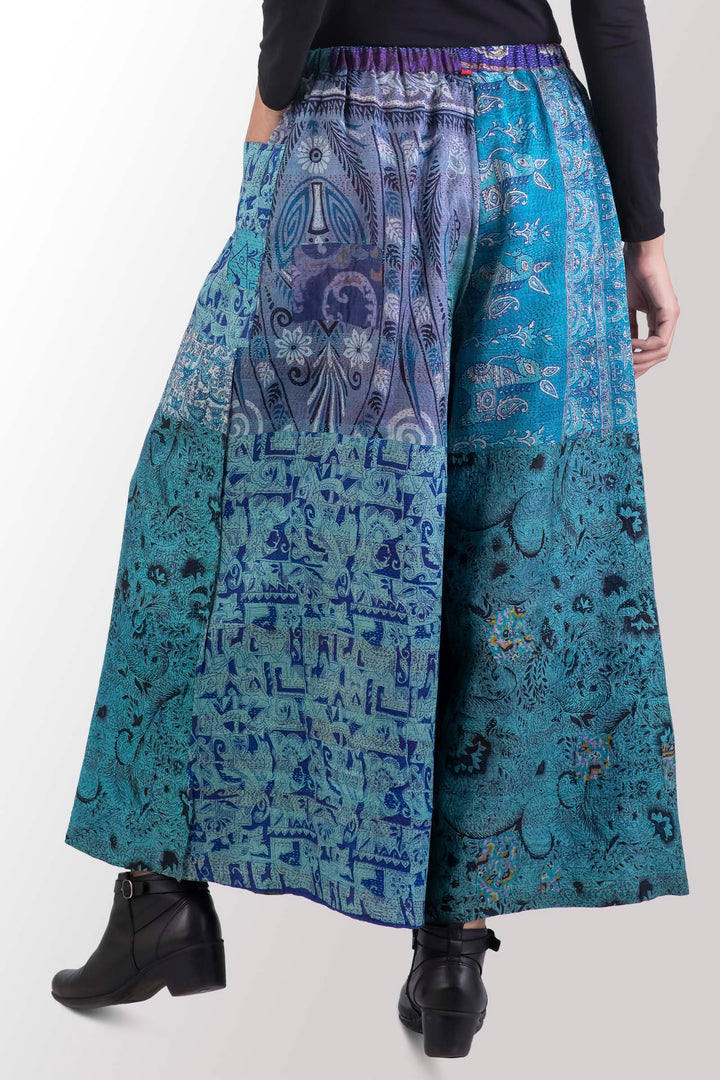 VINTAGE SILK KANTHA WRAP WIDE PANTS - sv2649-0002m -