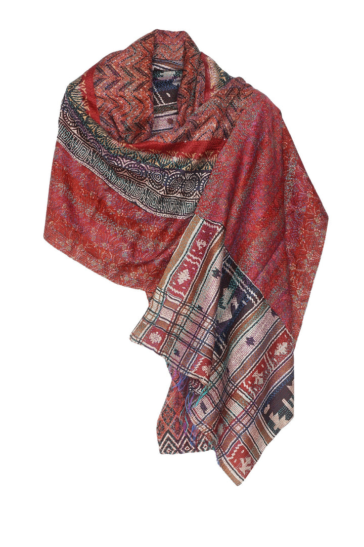 VINTAGE SILK KANTHA SCARF STANDARD - sv2801-0013a -