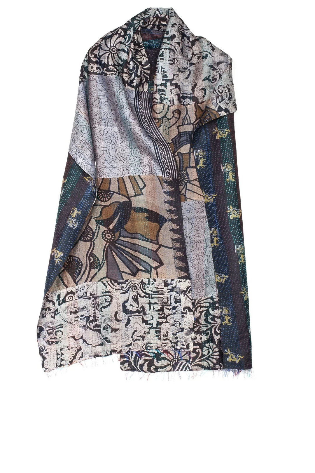 VINTAGE SILK KANTHA SCARF STANDARD - sv2801-0015a -