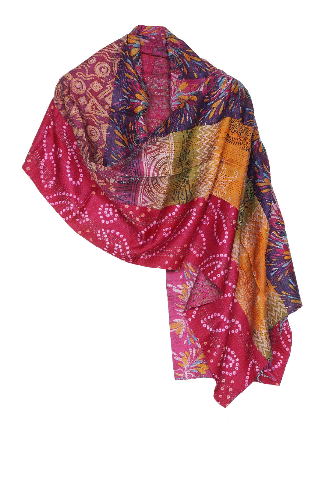 VINTAGE SILK KANTHA SCARF STANDARD - sv2801-0016a -