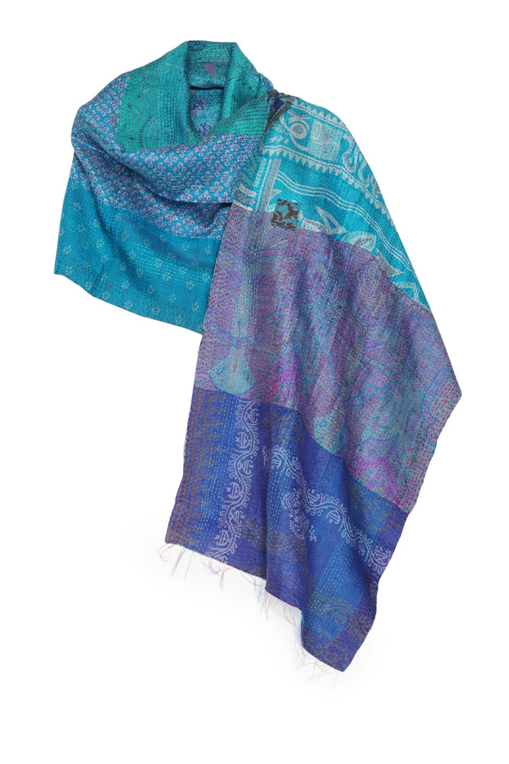 VINTAGE SILK KANTHA SCARF STANDARD - sv2801-0019a -