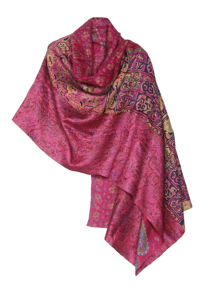 VINTAGE SILK KANTHA SHAWL LARGE - sv2803-0005a -
