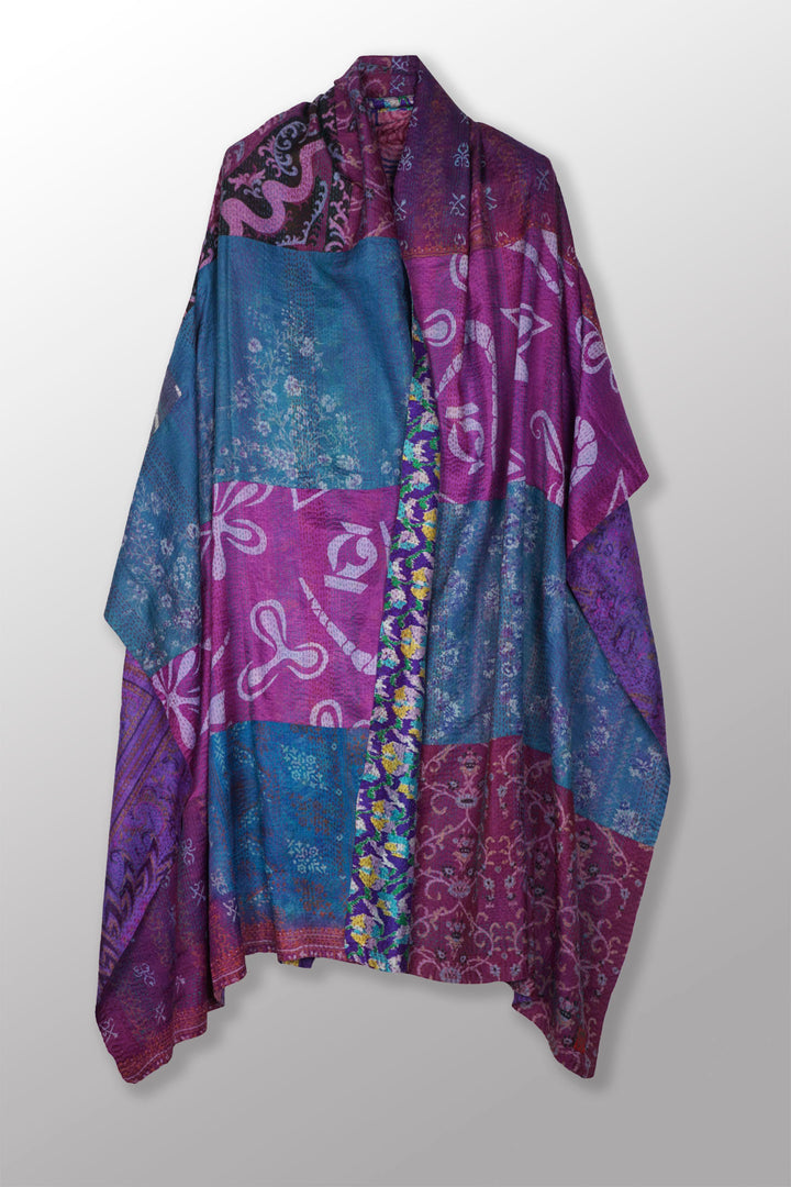 VINTAGE SILK KANTHA SHAWL LARGE - sv2803-0004a -