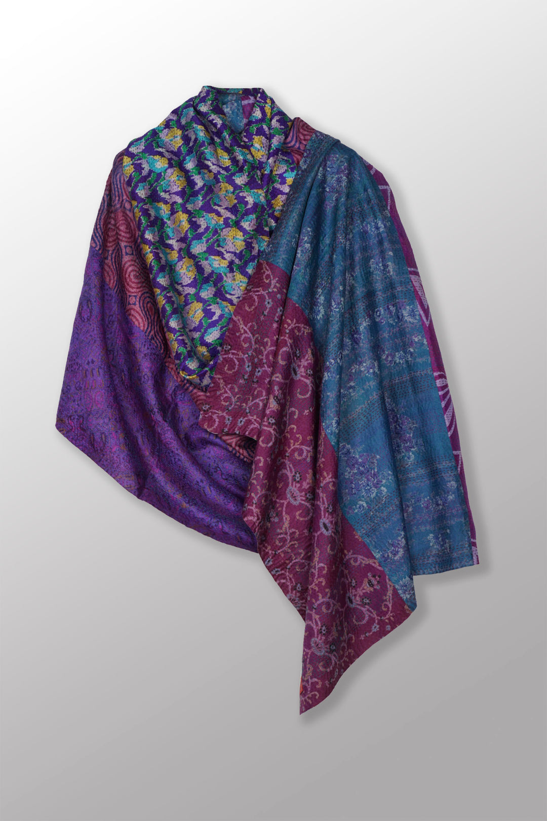 VINTAGE SILK KANTHA SHAWL LARGE - sv2803-0004a -