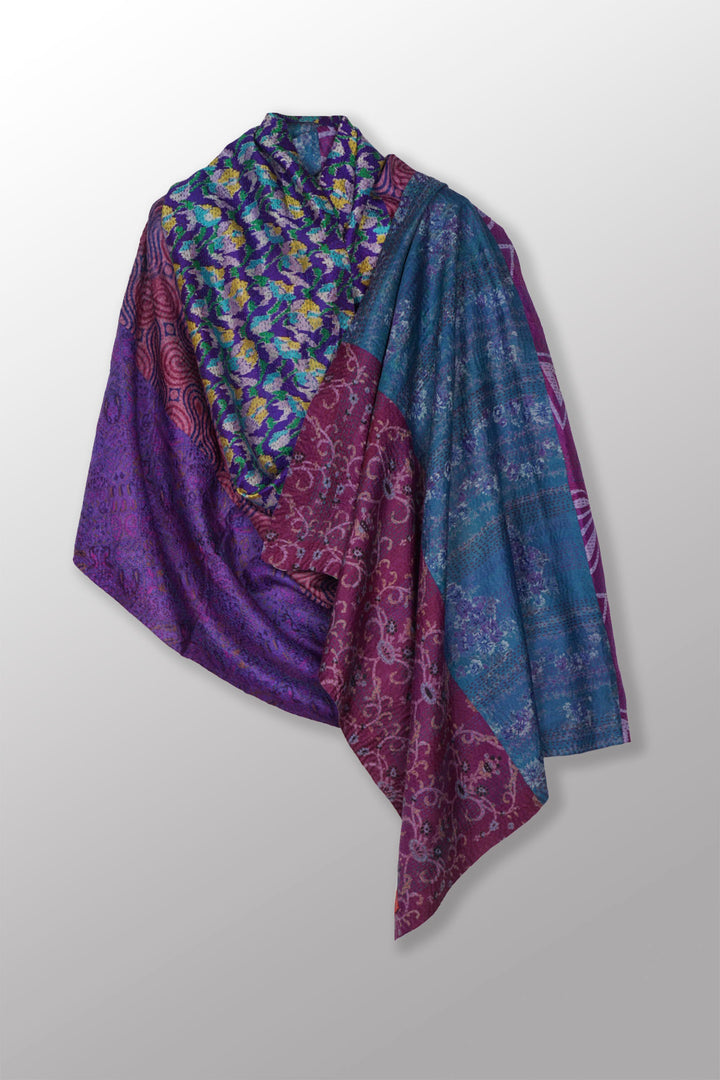 VINTAGE SILK KANTHA SHAWL LARGE - sv2803-0004a -