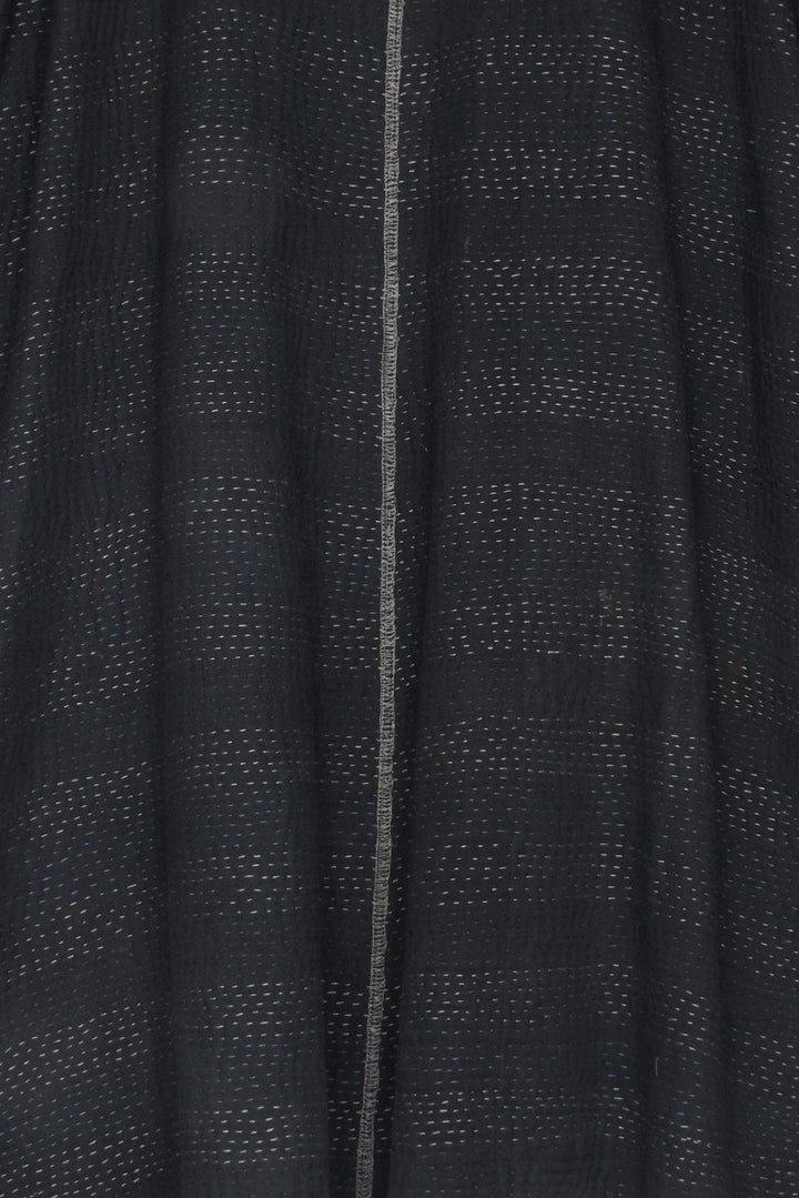 TWO TONE PATCH KANTHA BAND COLLAR DUSTER - tn4327-blk -