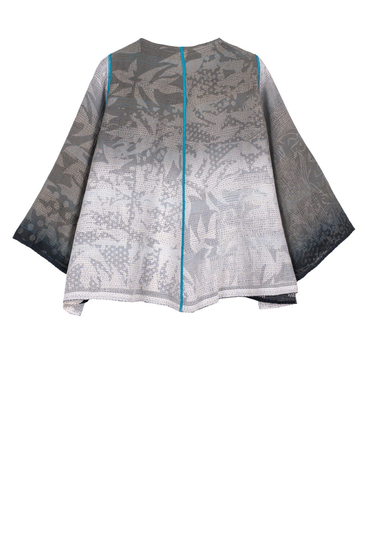 MONOTONE TWILIGHT PRINT KANTHA BELL SHAPE JKT - tp2048-blk -