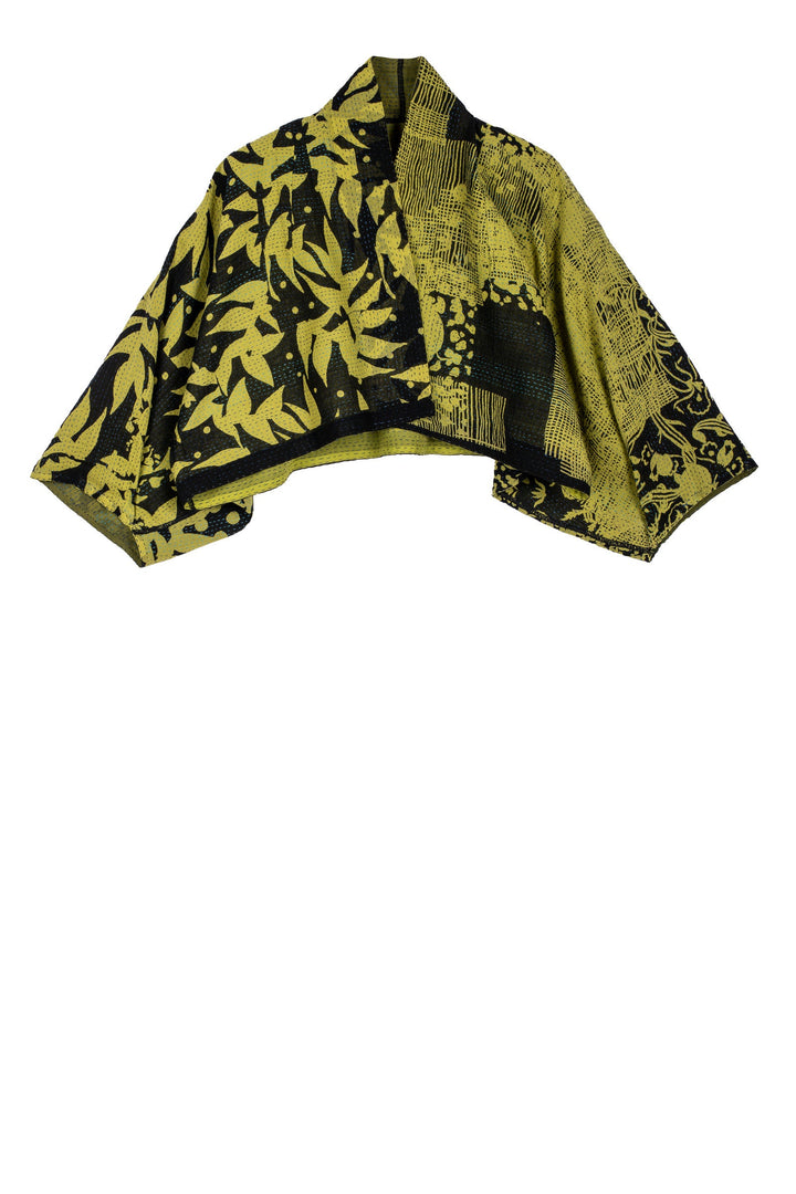 MONOTONE TWILIGHT PRINT KANTHA PUFF SLV. SHRUG - tp2062-cha -