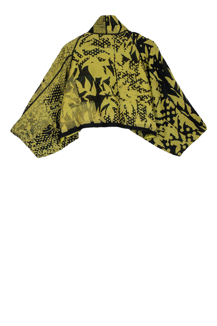 MONOTONE TWILIGHT PRINT KANTHA PUFF SLV. SHRUG - tp2062-cha -