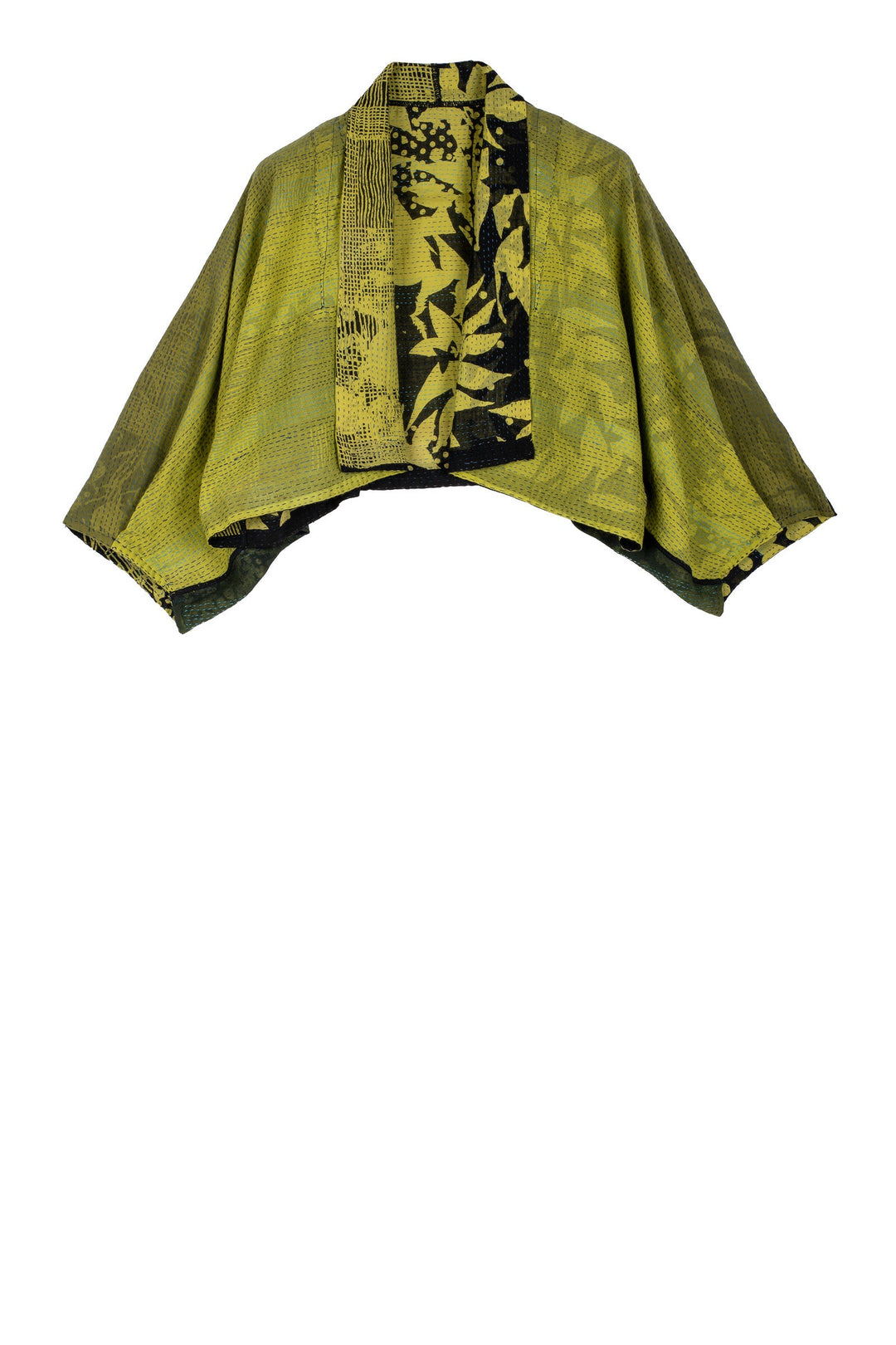 MONOTONE TWILIGHT PRINT KANTHA PUFF SLV. SHRUG - tp2062-cha -