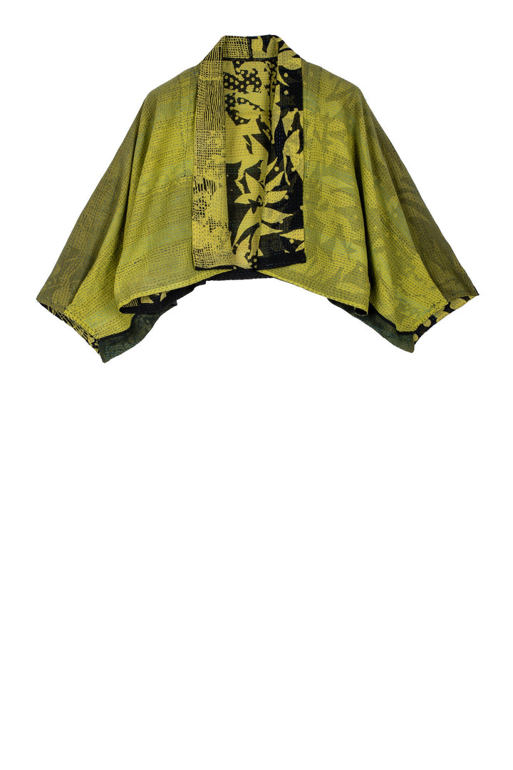 MONOTONE TWILIGHT PRINT KANTHA PUFF SLV. SHRUG - tp2062-cha -