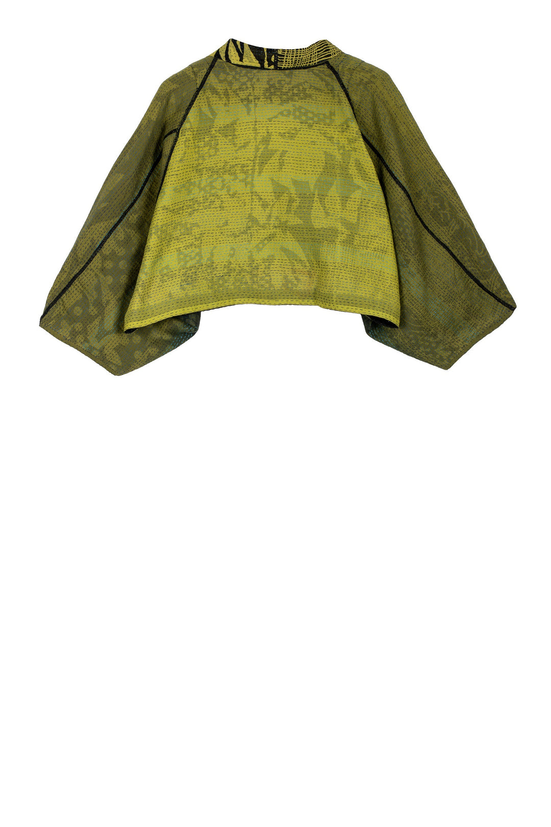 MONOTONE TWILIGHT PRINT KANTHA PUFF SLV. SHRUG - tp2062-cha -