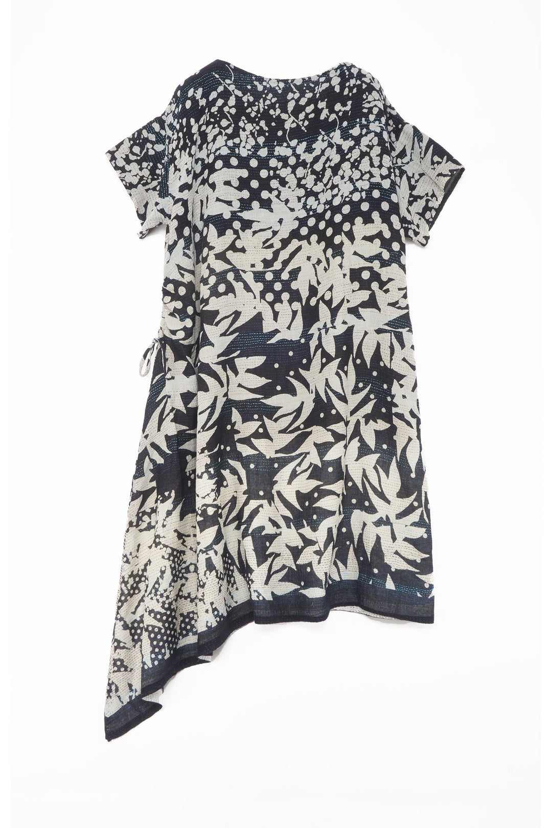 MONOTONE TWILIGHT PRINT KANTHA BOAT NECK T. DRESS - tp2430-blk -