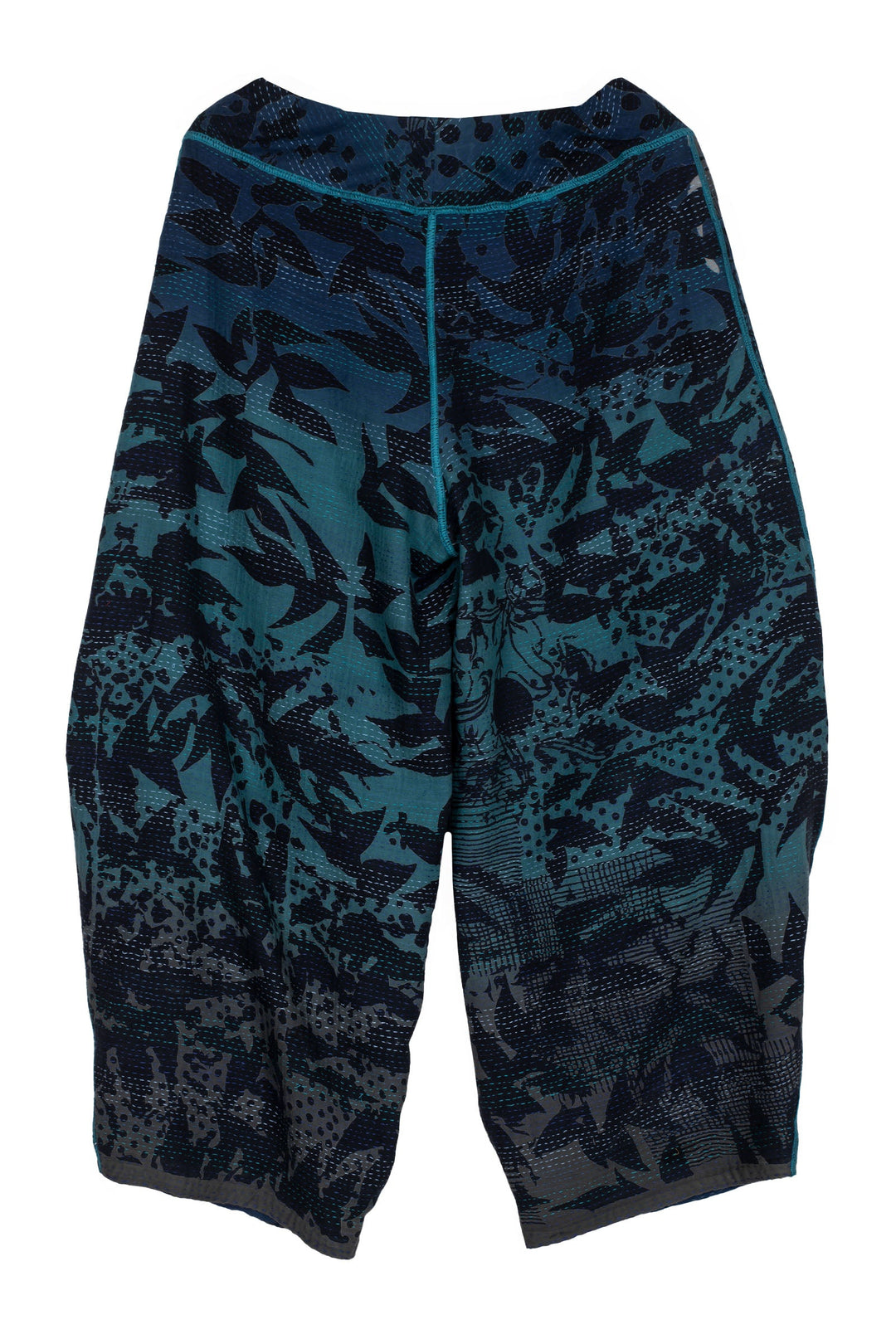 MONOTONE TWILIGHT PRINT KANTHA KNEE TUCKED PANTS - tp2625-blu -