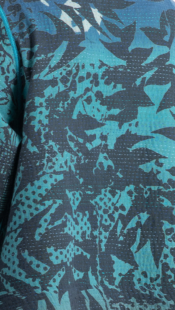 MONOTONE TWILIGHT PRINT KANTHA A-LINE JKT - tp4003-blu -