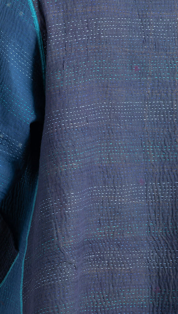 MONOTONE TWILIGHT PRINT KANTHA KIMONO LONG JKT - tp4005-blu -