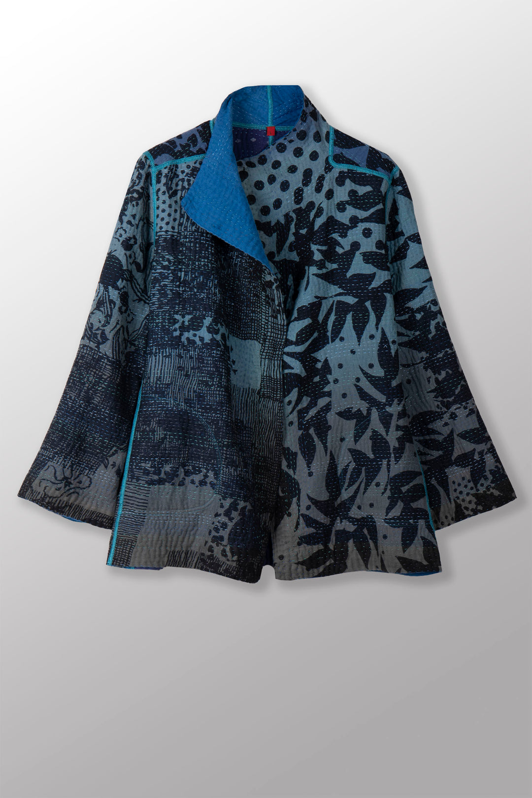 MONOTONE TWILIGHT PRINT KANTHA SHORT JKT - tp4007-blu -