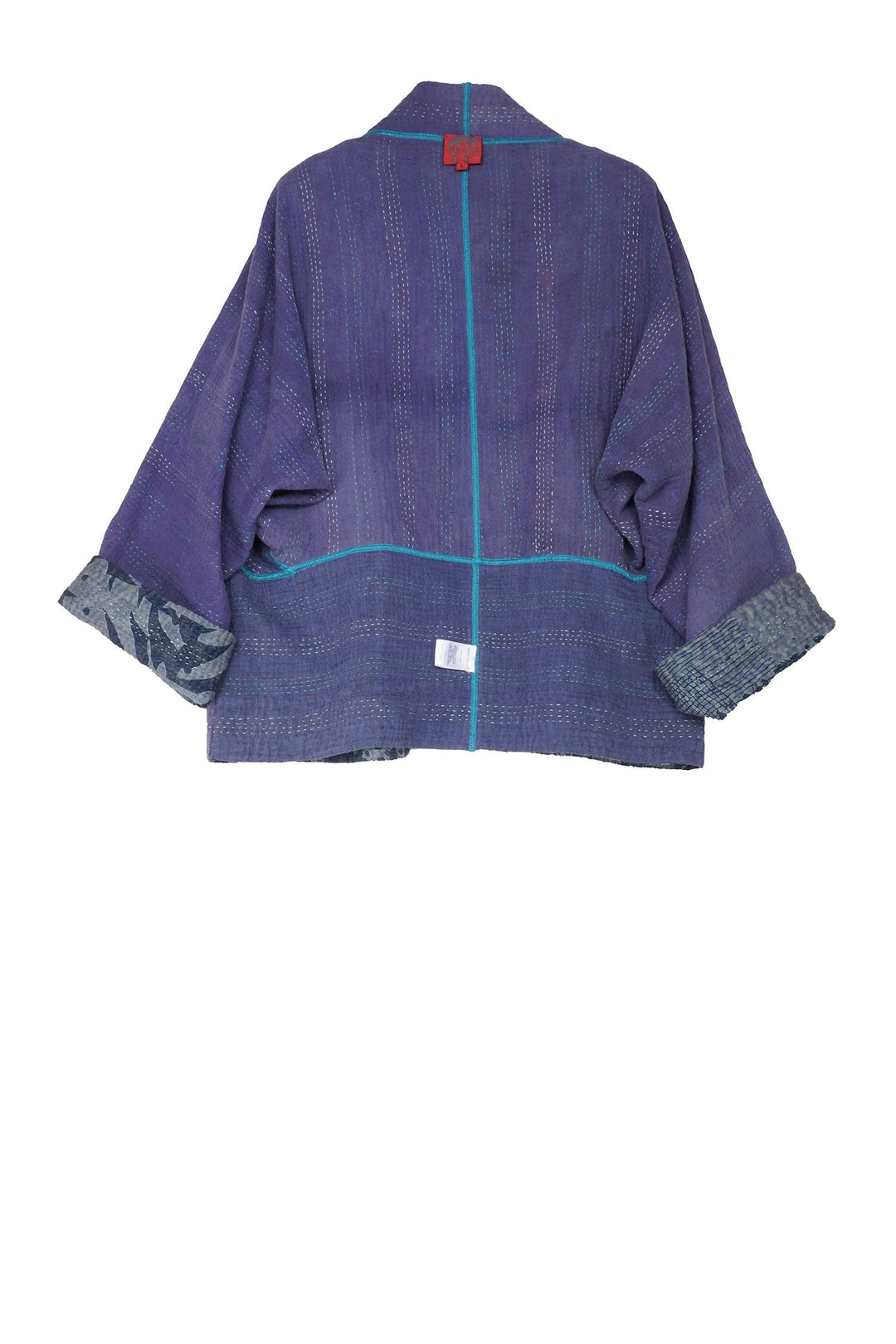 MONOTONE TWILIGHT PRINT KANTHA DOLMAN SHORT JKT - tp4015-blu -
