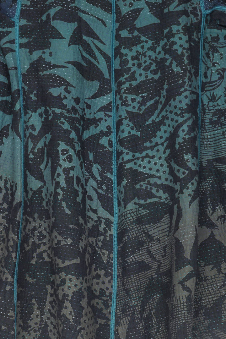 MONOTONE TWILIGHT PRINT KANTHA FLARE LONG JKT - tp4021-blu -