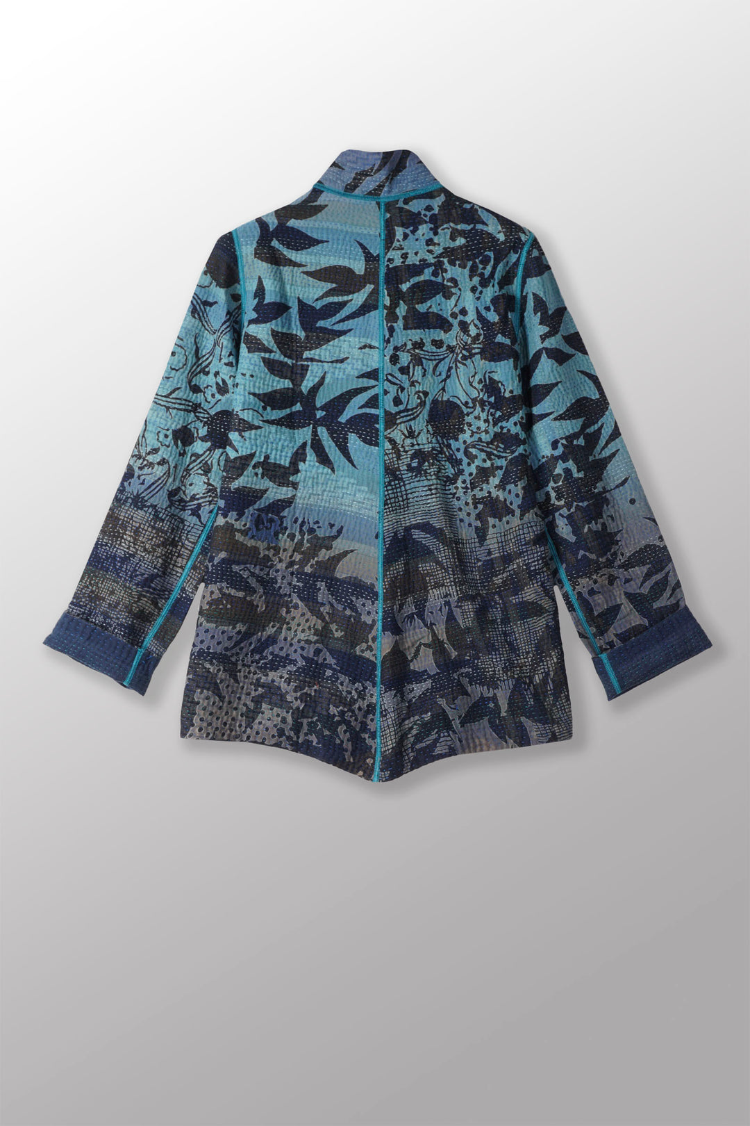 MONOTONE TWILIGHT PRINT KANTHA SIMPLE JKT - tp4022-blu -