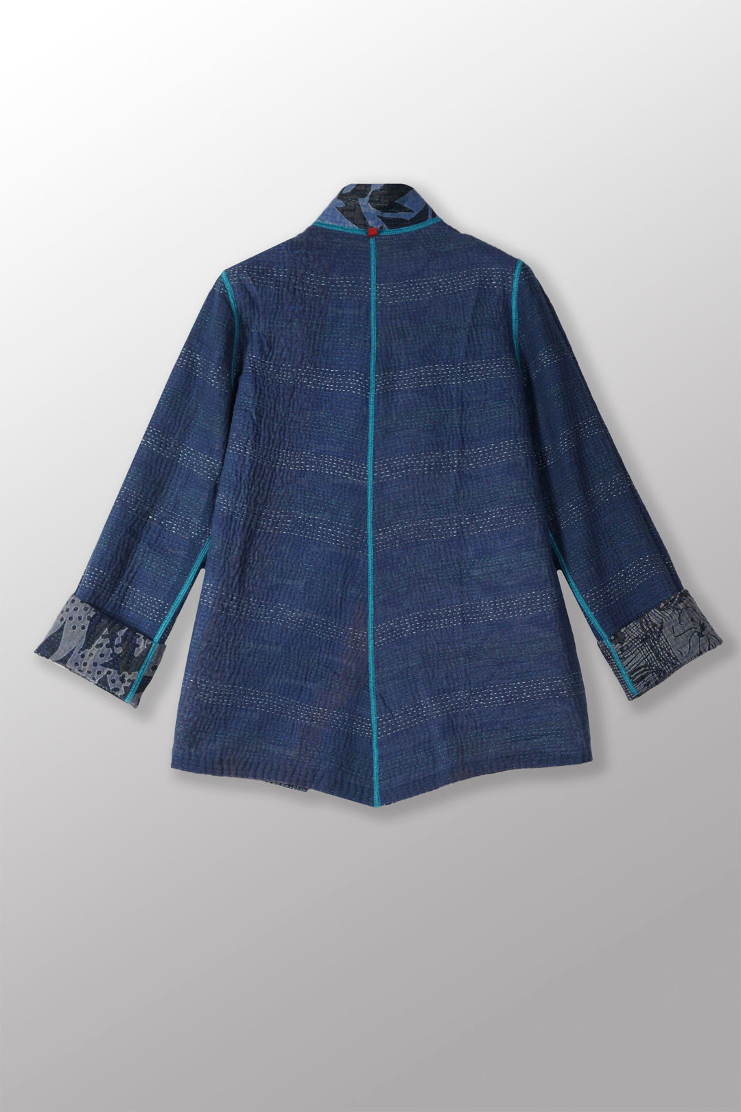MONOTONE TWILIGHT PRINT KANTHA SIMPLE JKT - tp4022-blu -