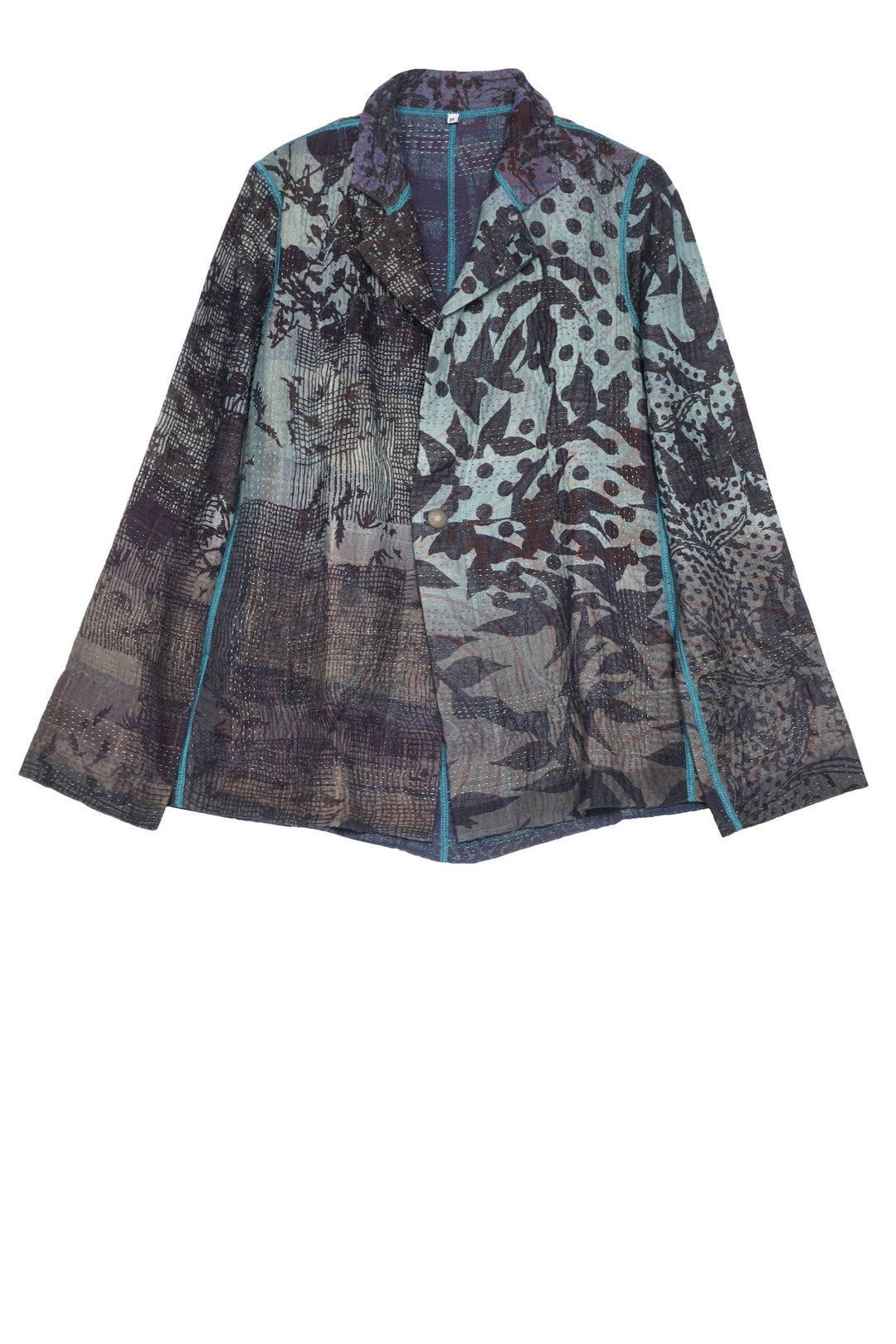 MONOTONE TWILIGHT PRINT KANTHA SIMPLE JKT - tp4022-blu -