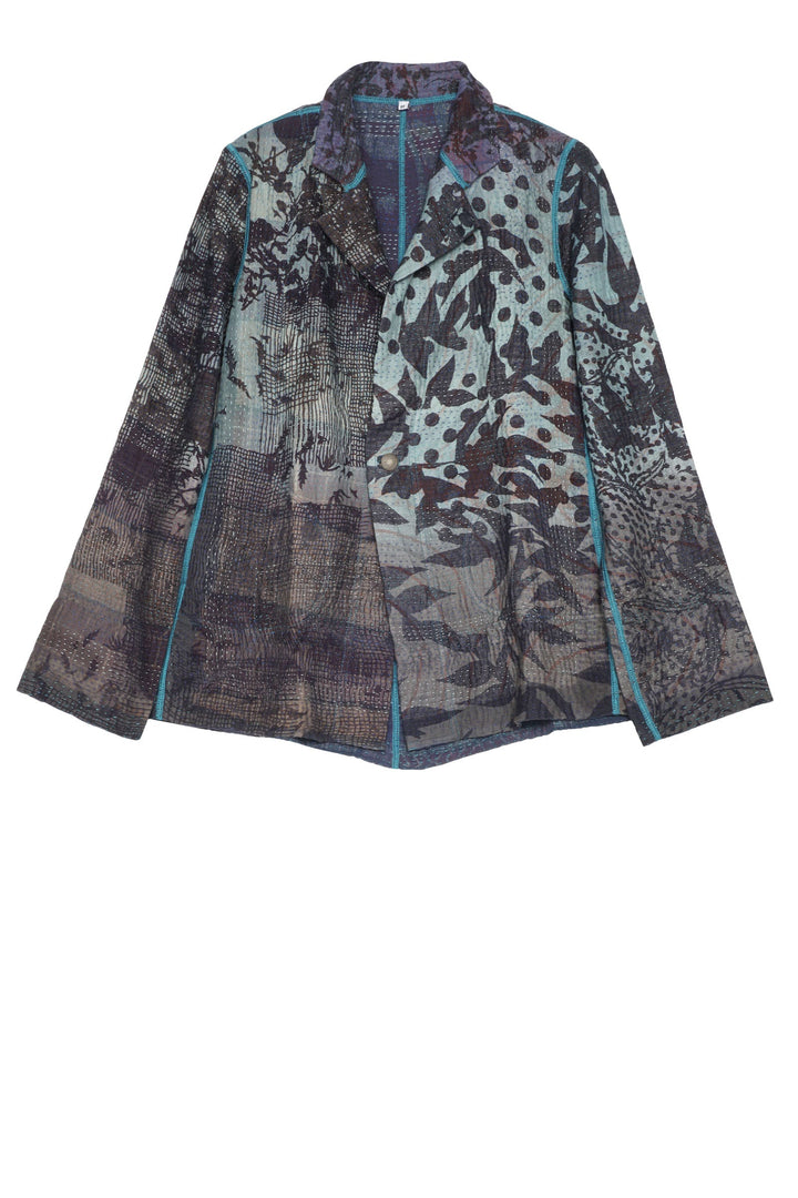 MONOTONE TWILIGHT PRINT KANTHA SIMPLE JKT - tp4022-blu -