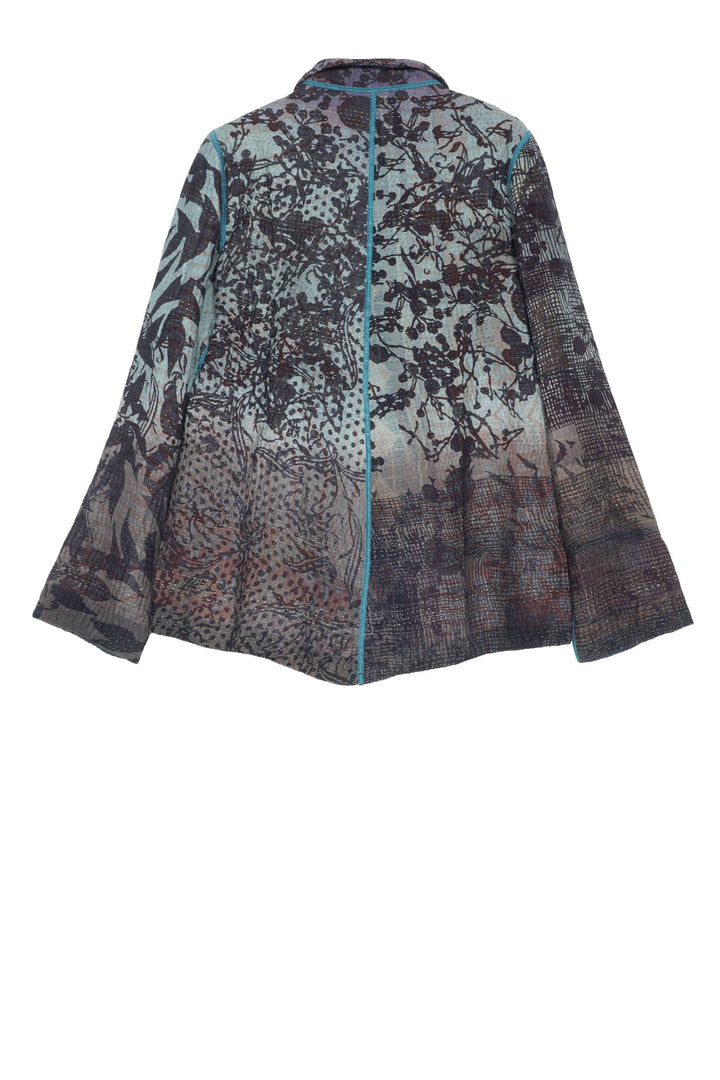 MONOTONE TWILIGHT PRINT KANTHA SIMPLE JKT - tp4022-blu -