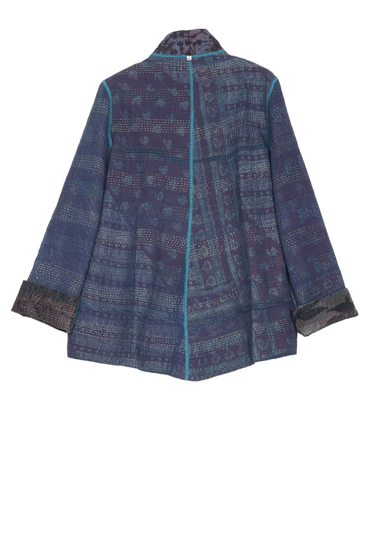 MONOTONE TWILIGHT PRINT KANTHA SIMPLE JKT - tp4022-blu -