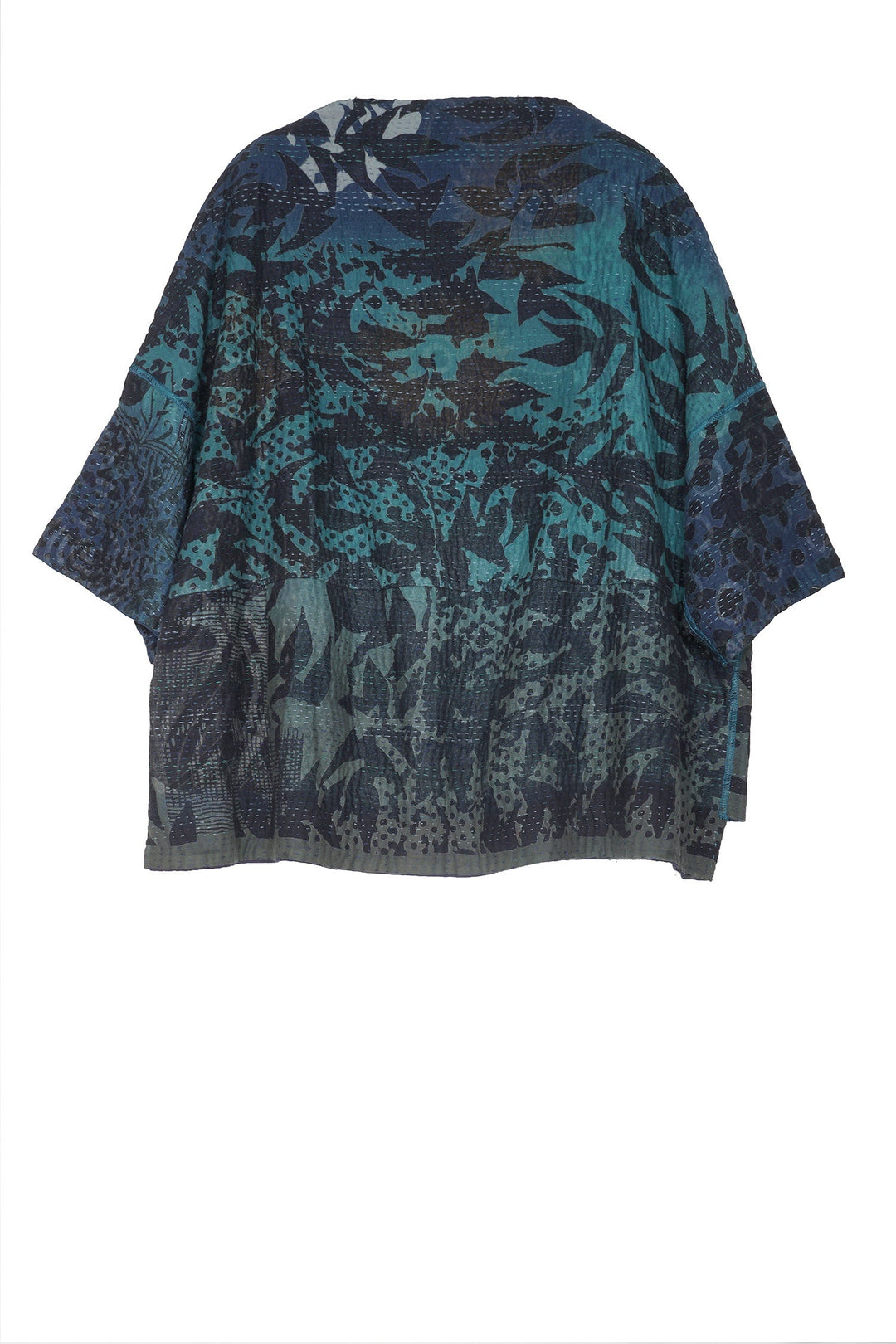 MONOTONE TWILIGHT PRINT KANTHA STRAIGHT NECK JKT - tp4058-blu -