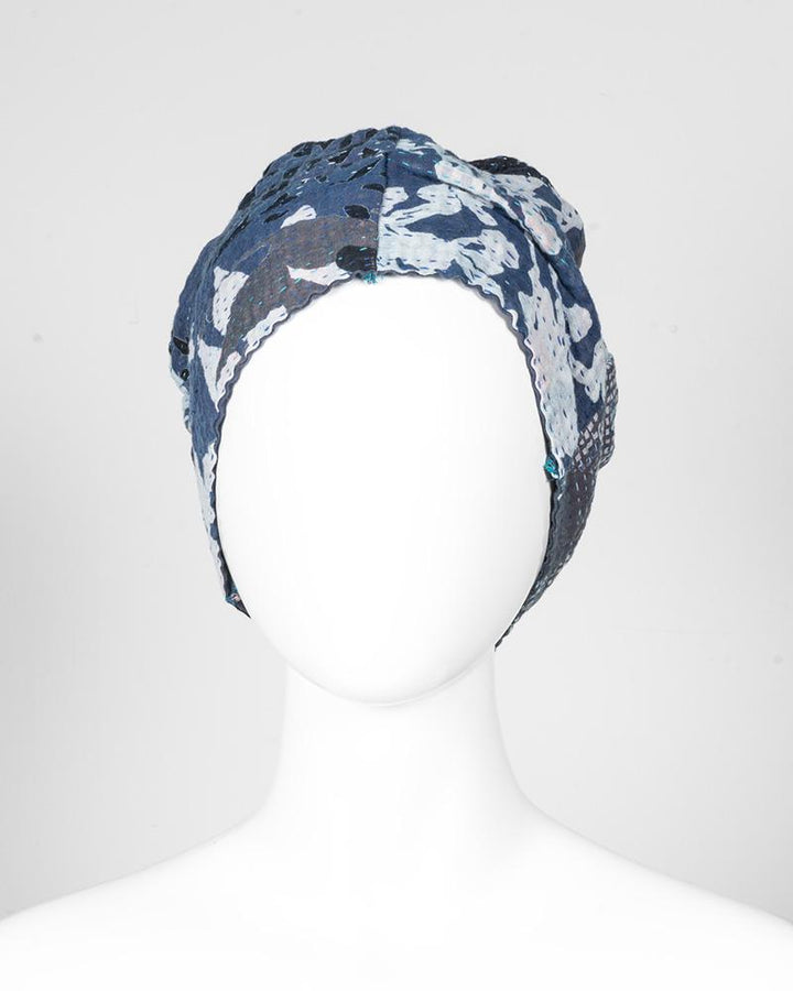 MONOTONE TWILIGHT PRINT KANTHA PATCHWORK HAT - tp4880-blu -