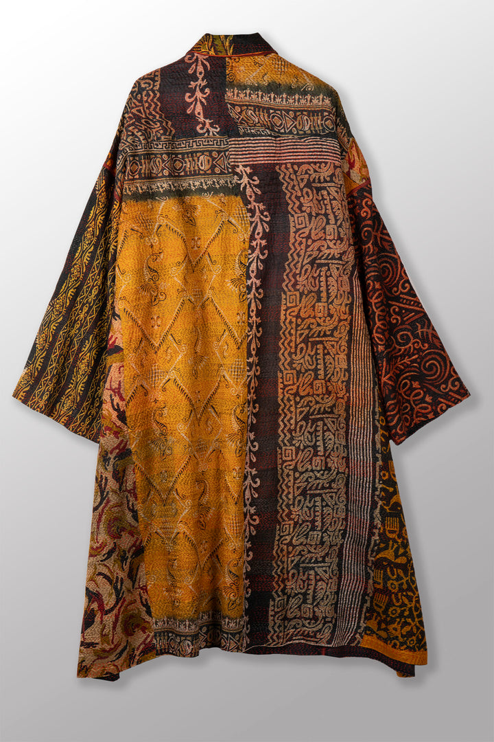 VINTAGE SILK PATCH KANTHA NEW OVERSIZED COAT - vp2342-ylw -