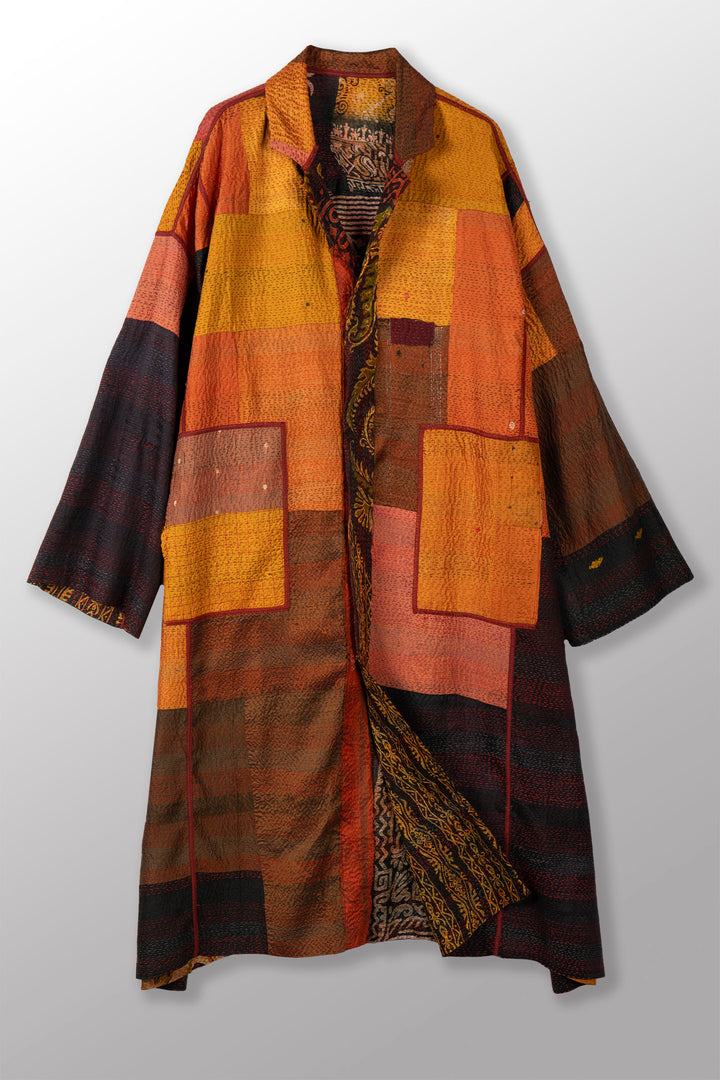 VINTAGE SILK PATCH KANTHA NEW OVERSIZED COAT - vp2342-ylw -