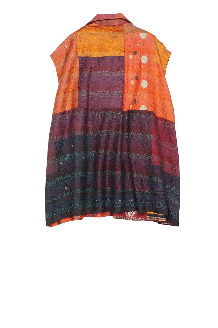 VINTAGE SILK PATCH KANTHA SHIRT DRESS - vp2426-org -