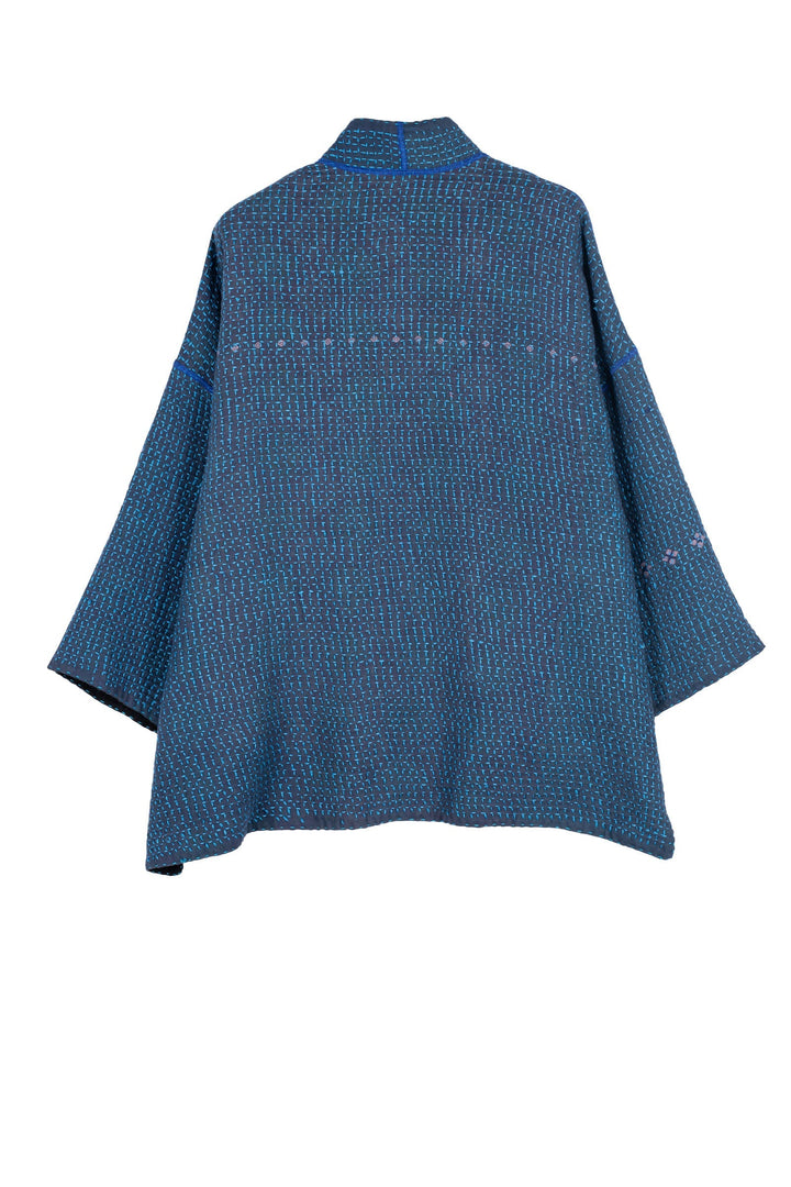 WAFFLE KANTHA MINI KIMONO JKT - wf3055-blu -