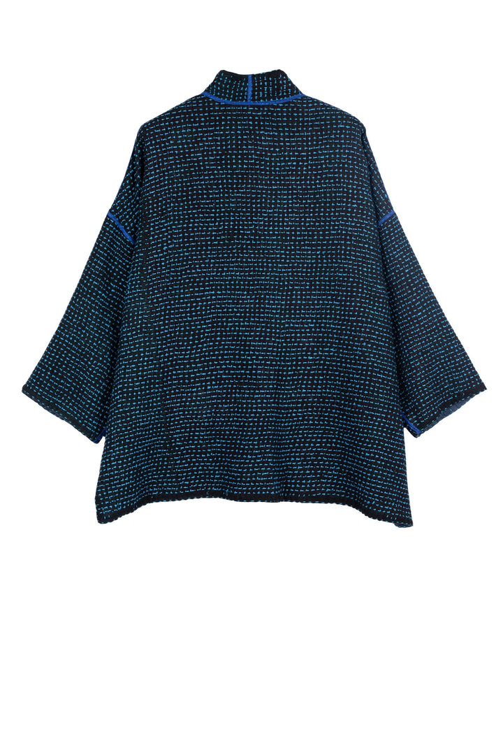 WAFFLE KANTHA MINI KIMONO JKT - wf3055-blu -