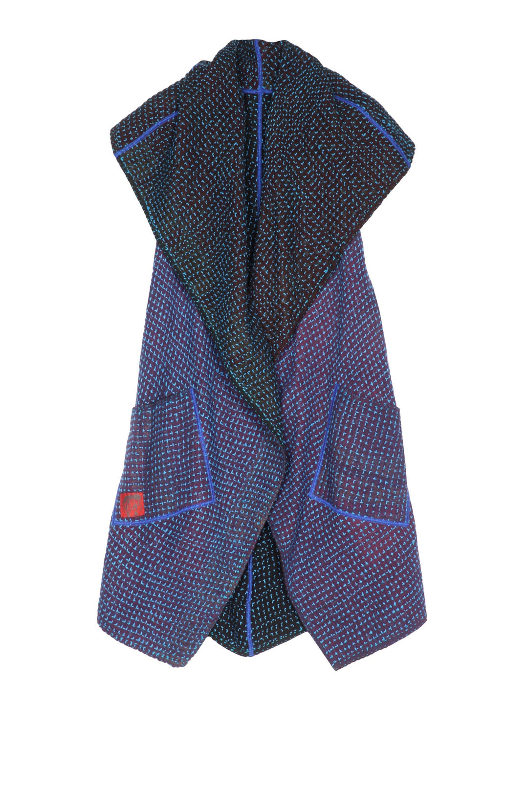 WAFFLE KANTHA CIRCULAR VEST - wf3201-blu -