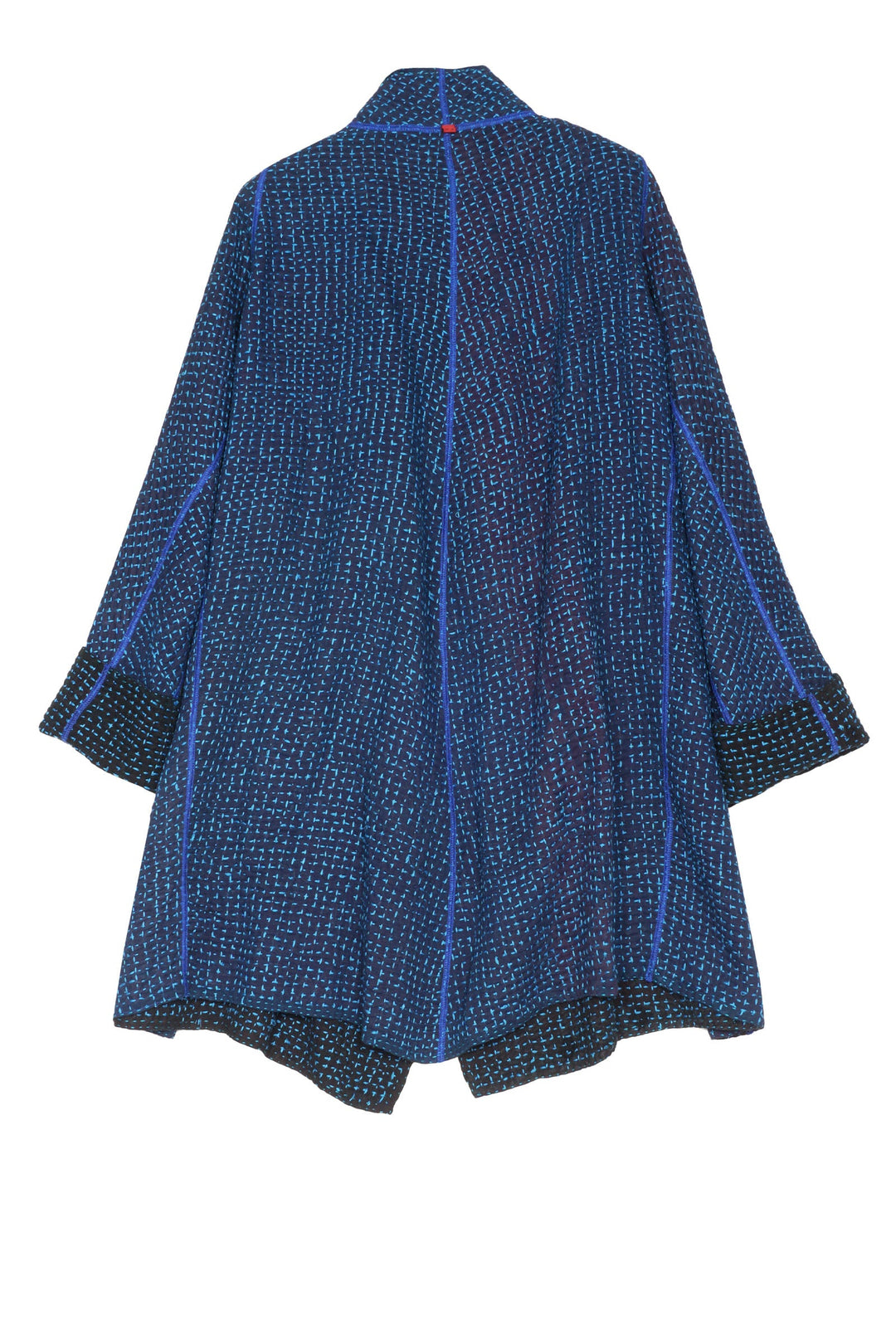 WAFFLE KANTHA FUNNEL COLLAR COAT - wf3312-blu -