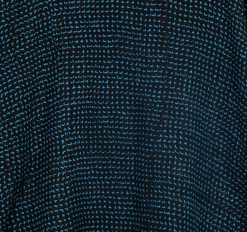WAFFLE KANTHA DOUBLE COLLAR PONCHO - wf3323-blu -