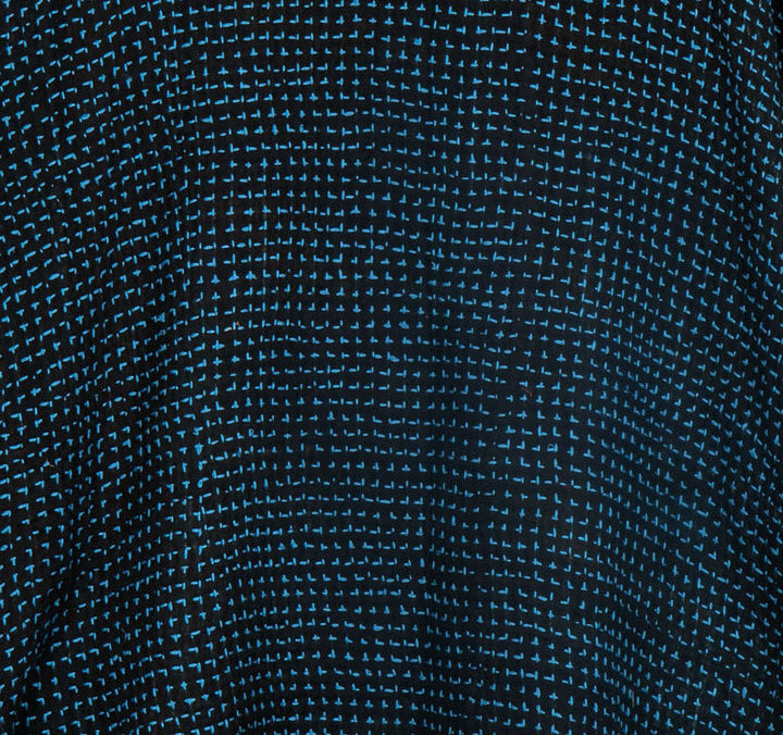 WAFFLE KANTHA DOUBLE COLLAR PONCHO - wf3323-blu -