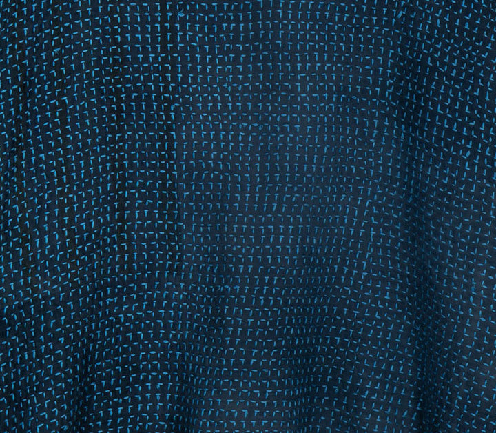WAFFLE KANTHA DOUBLE COLLAR PONCHO - wf3323-blu -