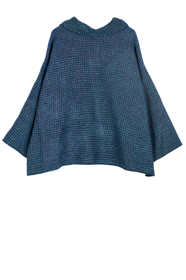 WAFFLE KANTHA COWL PULLOVER - wf3547-blu -