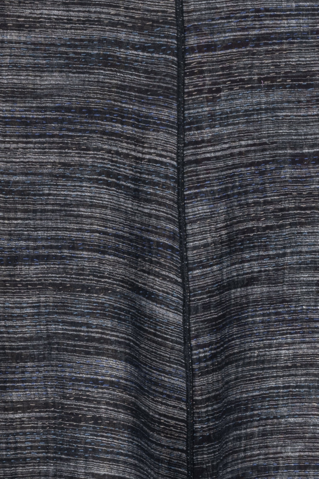WOVEN IKAT & FRAYED PATCH KANTHA V-NECK BOXY VEST - wk4224-gry -