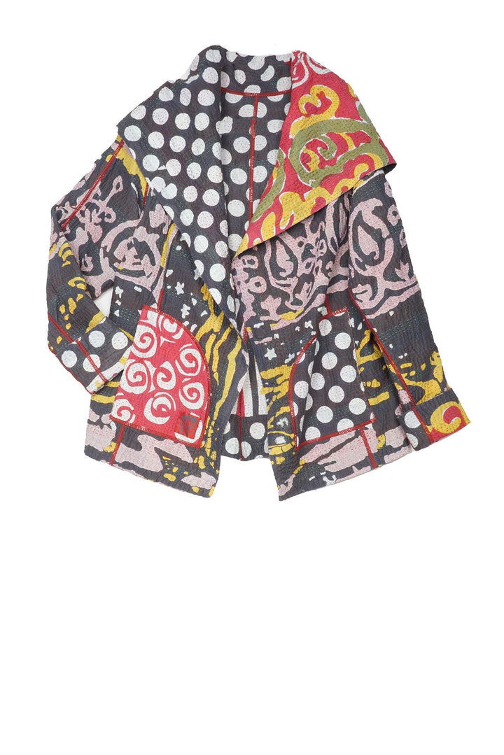 WHITE NIGHT KANTHA HOODIE JKT - wn4036-gry -